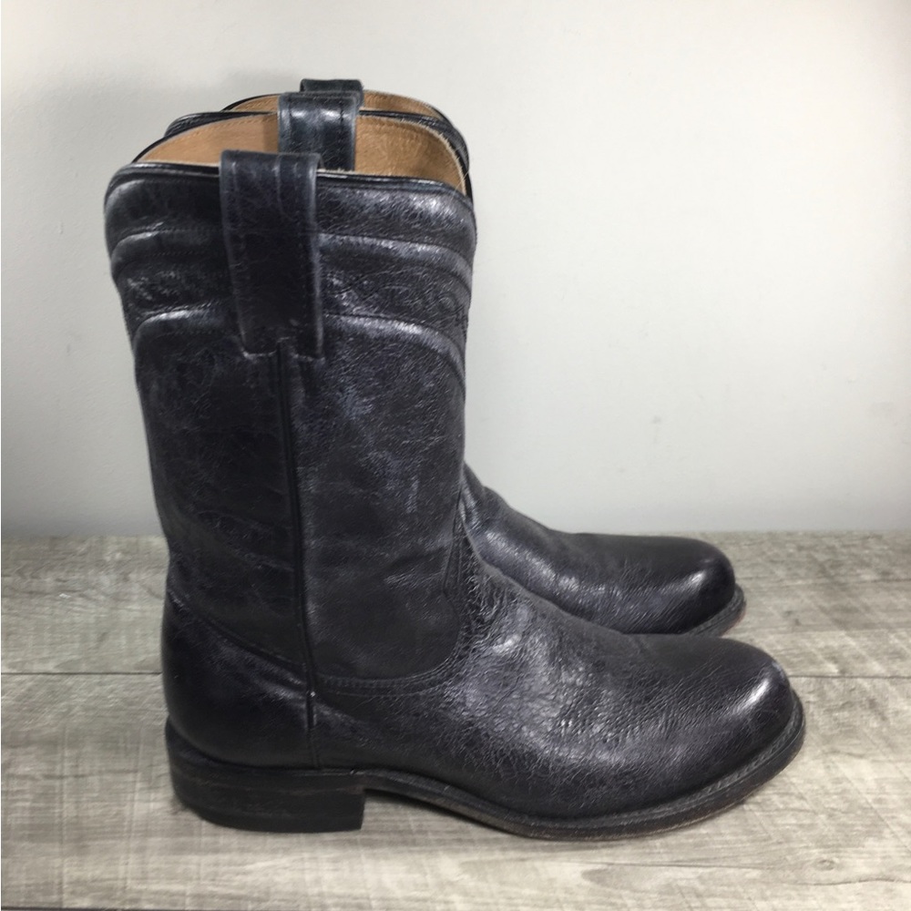 Corral A3482 Lee Black Leather Mens Pull On Cowboy Western Roper Boots Size 8